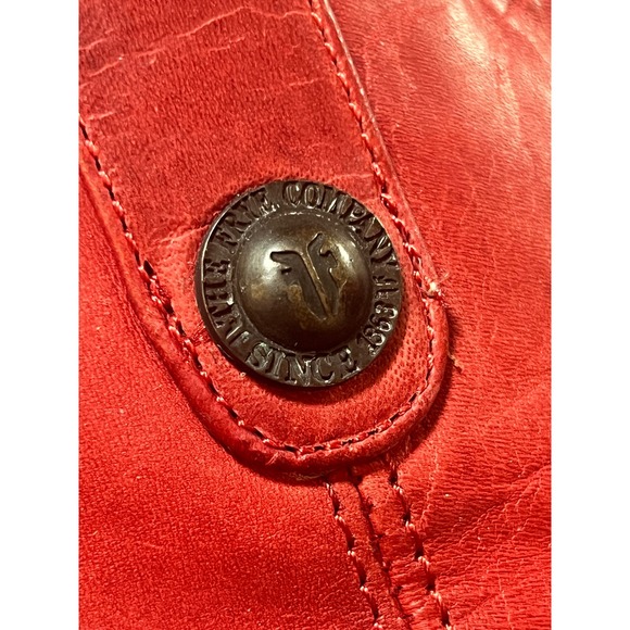 FRYE Melissa Red Leather Short Cowboy Western Boots Side Zip Button Women Size 9 - Picture 4 of 11